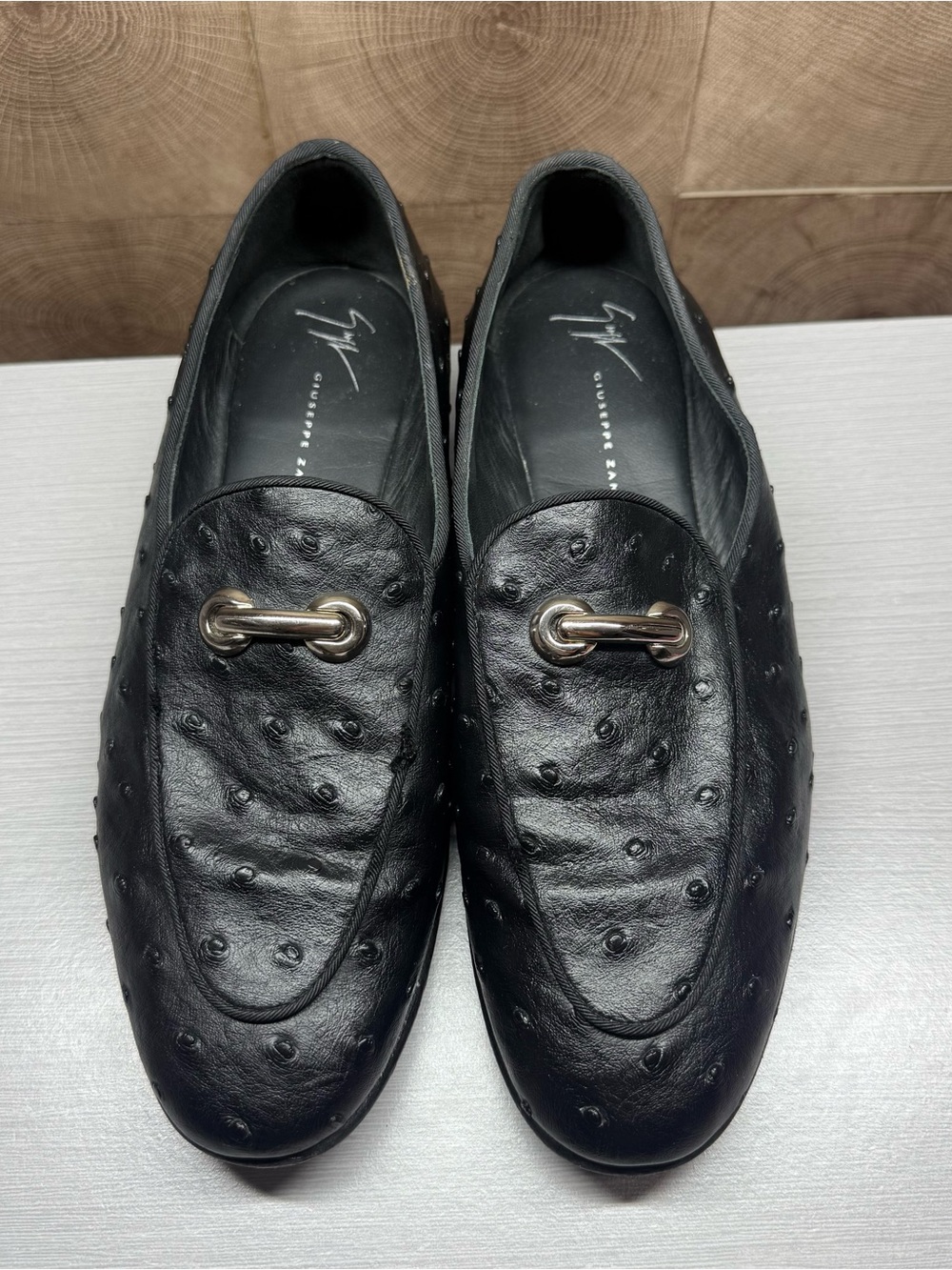 Giuseppe Zanotti Ostrich Textured Leather Slip On Loafer men’s size 9